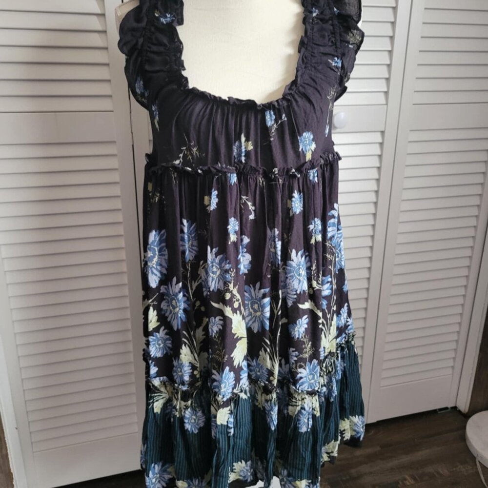 Free People Bali Wild Daisy Slip Dress in Black Combo - Size Large